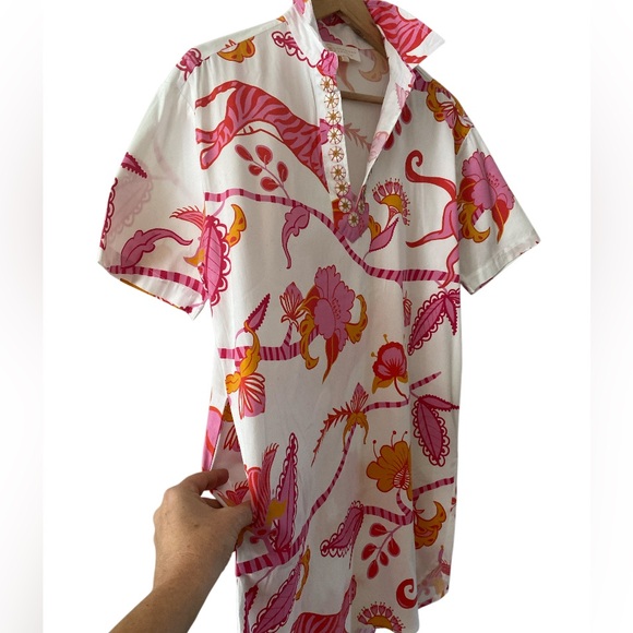 NWOT SHERIDAN FRENCH rhodes dress in pink tiger size M - Picture 2 of 14